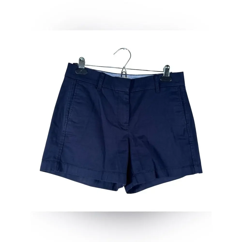 J Crew Navy Blue Chino Shorts Womens 4 Preppy Casual Golf Summer Classic